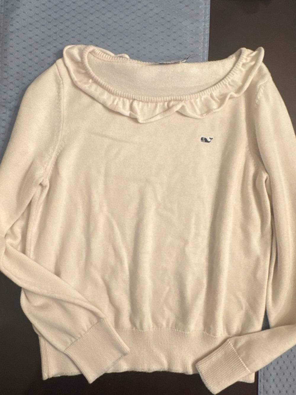Vineyard Vines Cream Ruffle Collar Sweater - Girl’s size 14
